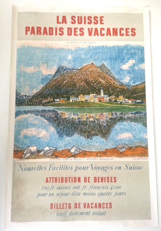 Affiche Suisse les Grisons  1945